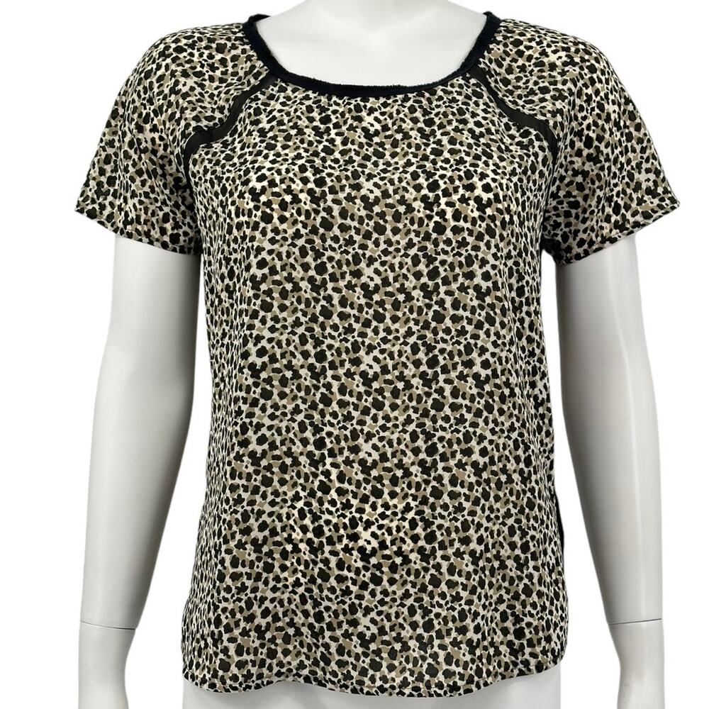 Maison Scotch & Soda Top Women 1 Small Dreams of Paradise Tan Black Sheer Dainty